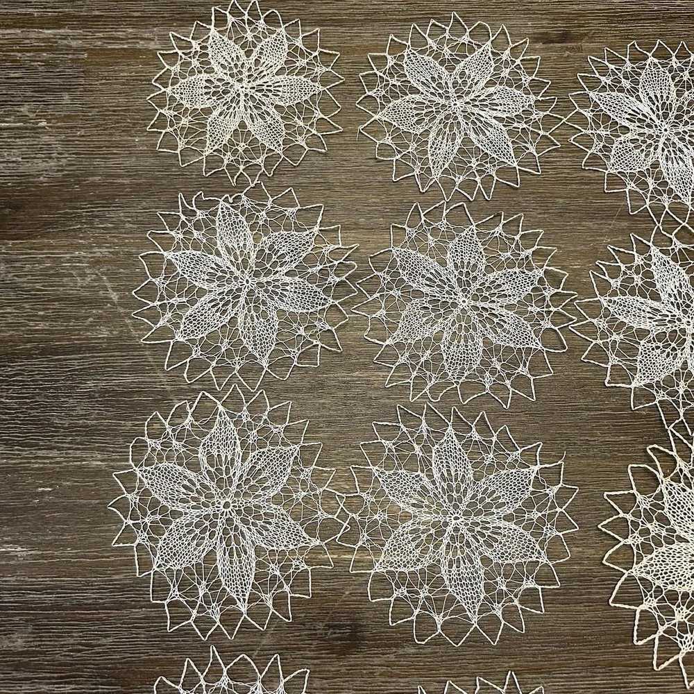 Antique Lot of 18 Handmade Round Doilies Table Top Doily Crochet Lace Cottage